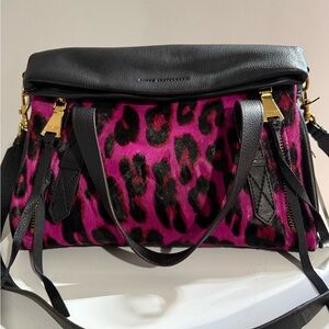 Aimee Kestenberg Hot Pink hair calf leather  shoulder bag NWT